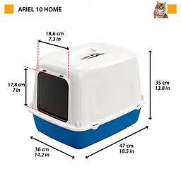 Закритий туалет для котів Ferplast Ariel 10 Home із системою просіювання та вугільним фільтром синій 36x47x35 см 72068099 - мініатюра 2