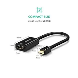 Перехідник Ugreen Mini DP to HDMI Converter 4K@30Hz Black (40360) - мініатюра 5