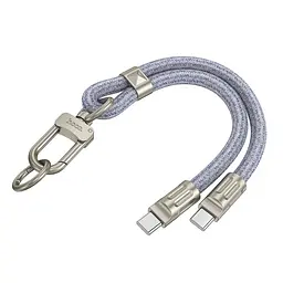 Дата кабель-шнурок Hoco GH5 Elegant Type-C to Type-C (0.21m) Denim Blue - мініатюра 4