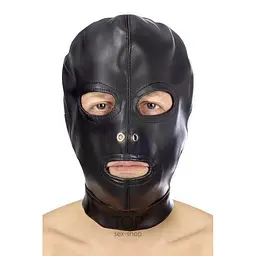 Капюшон для БДСМ Fetish Tentation Open mouth and eyes BDSM hood з відкритими очима та ротом