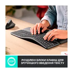 Клавіатура Logitech ERGO K860 Bluetooth/Wireless UA Black (920-010108) - мініатюра 4