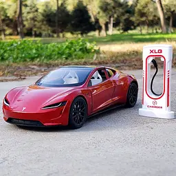 Колекційна металева модель автомобіля АвтоЕксперт Tesla Roadster із зарядною станцією, інерцією, світлом та звуком 1:24 - мініатюра 5