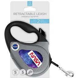 Повідець-рулетка для собак Waudog R-leash, малюнок "NASA21", S, до 15 кг, 5 м, світловідбиваюча стрічка чорний - мініатюра 5