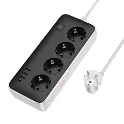 Подовжувач Hoco AC21 Sunlight 4-bit (1C/3A/4xSocket) (1.5m) White - мініатюра 2