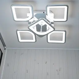 Стельова LED-люстра Diasha S8060/4+1HR з пультом і димером, хром, 70W, 3850 lm, квадратні акрилові плафони 44×44 см - мініатюра 2