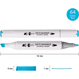 Набір спиртових маркерів Santi Professional SA-64 індійський синій 6 шт. (390887) - мініатюра 2