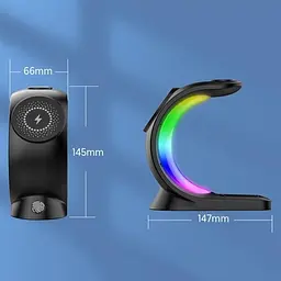 Бездротова док-станція 3-в-1 T17 MagSafe RGB чорний - мініатюра 7