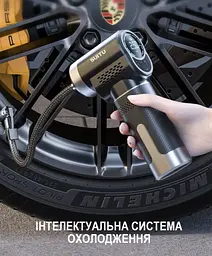 Потужний акумуляторний автомобільний компресор SUITU ST-5518 Black (Портативний бездротовий насос) - мініатюра 5