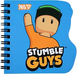 Блокнот пруж. подв. 100х100мм 30арк. кліт. "Stumble Guys Blue" фігурний №152186/Yes/(30) - мініатюра 1