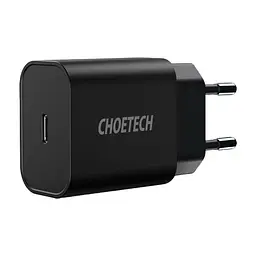 Мережевий зарядний пристрій Choetech (1USBх3A) Type-C PD20W Charger Чорний (Q5004-EU)