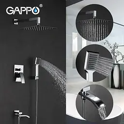 Душова система прихованого монтажу Gappo G7107, вилив - перемикач на лійку, 3-функції, хром - мініатюра 2