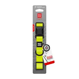 Нашийник для собак водостійкий Waudog Magnet з QR-паспортом магнітна пряжка-фастекс XL Ш 25 мм Д 38-58 см лимонний - мініатюра 6