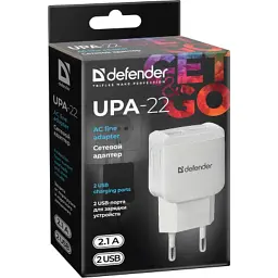 Зарядний пристрій Defender UPA-22 white, 2xUSB, 2.1A (83580) - мініатюра 3