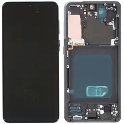 Дисплей Samsung G991 Galaxy S21 5G чорний, OLED, з рамкою сірого кольору, Phantom Gray