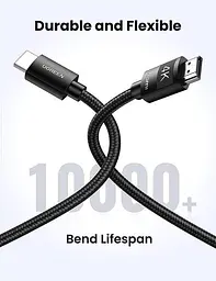 Кабель Ugreen HD119 4K HDMI Cable Male to Male Braided 1 м Black (30999) - мініатюра 2