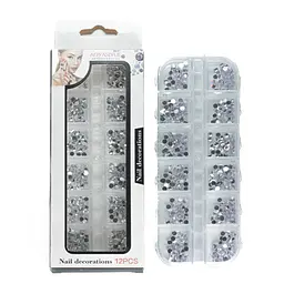 Набір страз для манікюру Aoyasiyue Nail Decoration асорті 12 шт. №6 Сріблясті