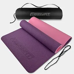 Килимок для йоги та фітнеса EasyFit TPE+TC 6мм двошаровий + Чохол фіолетовий з рожевим (EF-1924s-VP)