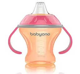 Чашка-непроливайка BabyOno Natural Nursing з м'яким носиком, 180 мл, помаранчевий (1456) - мініатюра 2