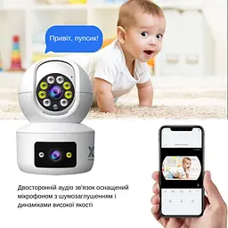 IP-камера поворотна з подвійним об'єктивом XON SmartCam Wi-Fi 1080P (UTWEW22VW 7393) Біла - мініатюра 5