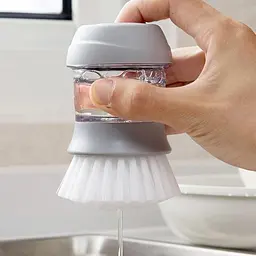 Щітка для посуду з дозатором для миючого засобу Cleaning Pot Brush з підставкою, Kitchen Master Сірий 85607 - мініатюра 3