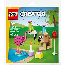 Конструктор LEGO Creator Чарівна вечірка тваринок до дня народження 64 деталі (30715)