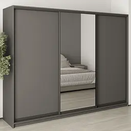 Шафа-купе тридверна MebelStar Уні BG 2ДСП/Дзеркало 270x45x210 см Антрацит (MBS-7979)
