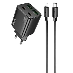 МЗП N56 Fundador PD30W+QC3.0 (2USB-A/2C) + кабель Type-C to Lightning Black Hoco teh0029645
