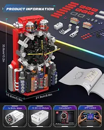 Конструктор механічний годинник Mould King Cyberpunk Mechanical Clock 10187 часи акумуляторні, для дорослих та дітей, 1601 деталей - мініатюра 7
