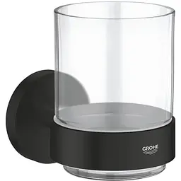 Склянка з тримачем Grohe Essentials скляна 1022562430 чорний матовий