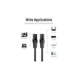 Патч-корд 5м, UTP cat 6 RJ-45 flat black Vention (IBJBJ) - мініатюра 2
