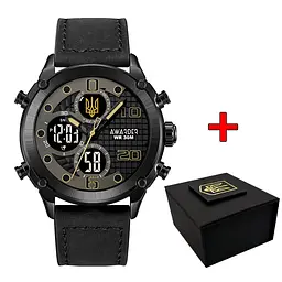 Чоловічий наручний годинник 017 Тризуб золото All Black Awarder acs0031981