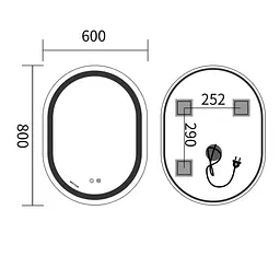 Дзеркало Mixxus Premium Ellipse MV05-80x60-Reverse MP6642 - мініатюра 7