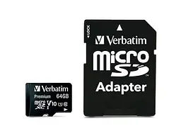 Карта пам'яті Verbatim Premium microSDXC UHS-I (U1) V10 + SD Adapter 64 GB (44084)