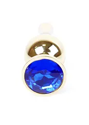 Анальна пробка - Jewellery Gold Long Plug Dark Blue - мініатюра 4