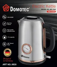 Електрочайник з термометром та корпусом з нержавіючої сталі Domotec MS 7849 - мініатюра 2