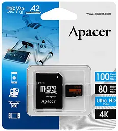 Карта пам'ятi 64GB MicroSDXC UHS-I/U3 Class 10 (AP64GMCSX10U8-R) + SD адаптер Apacer teh0027518 - мініатюра 3