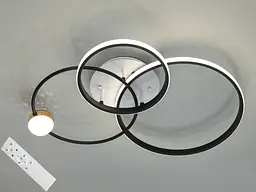 Стельова люстра LED Diasha MX2987-3L WH+BK Rings, 55W, біло-чорний, сучасний стиль для коридору, спальні, вітальні