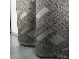 Жакардові штори "геометрія" коричневого кольору на тасьмі 2шт. 150х270 ALBO pbe0052390 - мініатюра 3