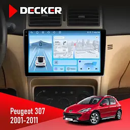 Штатна магнітола Peugeot 307 2001-2011 Decker D9-010 6x128, DSP, 4G, 2K Decker (НФ-00004768)