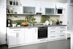 Кухонний фартух Листя вінілова наклейка ПВХ гілки дерева природа Зелений 60х250 см Happy Pocket Z180763