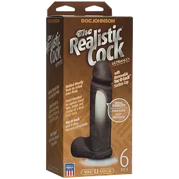 Фалоімітатор Doc Johnson The Realistic Cock 6 inch Black, 17.3х4.3 см (коричневий) - мініатюра 3