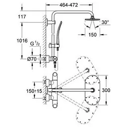 Душова система Grohe Rainshower 27472000, Хром - мініатюра 2