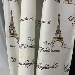 Коротка фіранка для кухні з атласу та шифону з коричневими будинками 1,8м на 4м на тасьмі ALBO pbe0052795 - мініатюра 2