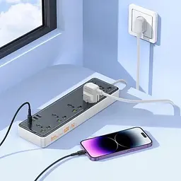 Подовжувач мережі Hoco AC13A на 5 розеток 3USB/1Type-C 10A 250V 1.5 м 2500W чорний - мініатюра 5
