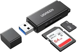 Card Reader USB 3.0 --> 2-слота SD/TF CM104 Ugreen (40752) - мініатюра 4