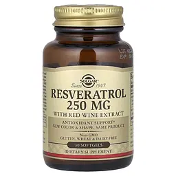 Ресвератрол (Resveratrol), 250 мг, 30 капсул Solgar vit0002977