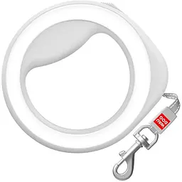 Повідець-рулетка для собак Waudog R-leash, кругла, XS-M, до 40 кг, 2,9 м, світловідбиваюча стрічка білий