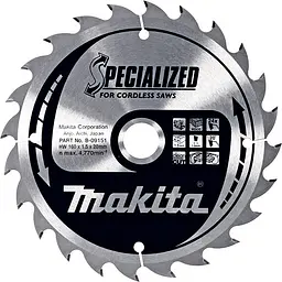 Диск пиляльний по дереву 160х20 мм 24T Makita B-09151