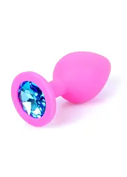 Анальна пробка - Jewellery Silicone Pink Plug M Light Blue - мініатюра 10