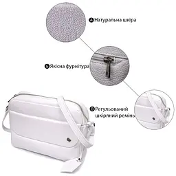 Жіноча сумка крос-боді із натуральної шкіри Grande Pelle 11650 біла - мініатюра 8